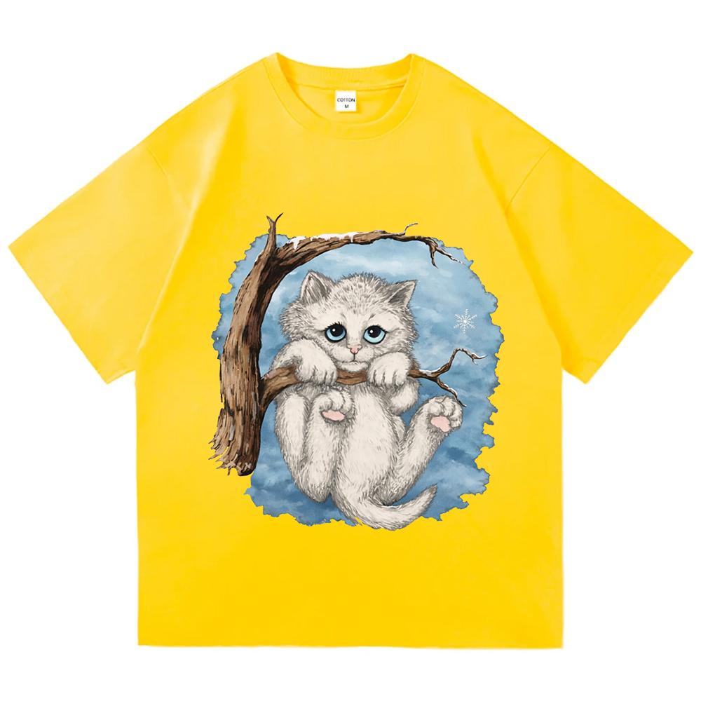 

Opalite Kitten in Tree TShirts 90s Nostalgia Playful Cat Printed T Shirt Gift Idea Clothes Unisex TS Opalite Music Cotton Tees 4XL