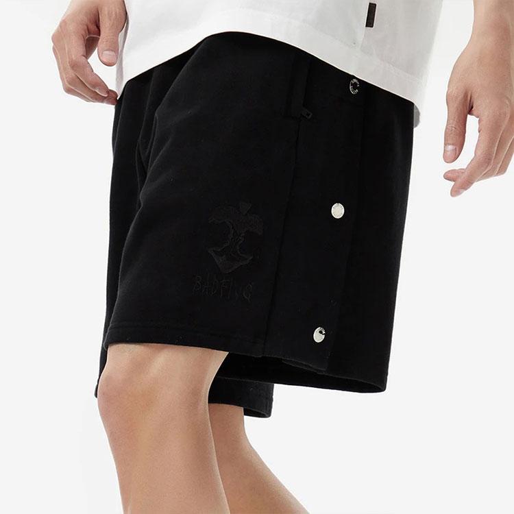 Li-Ning Anti-Wu Series Deceptive Pure Color Side Button Straight Loose Casual Shorts Men Bottoms Black AKSS375-1