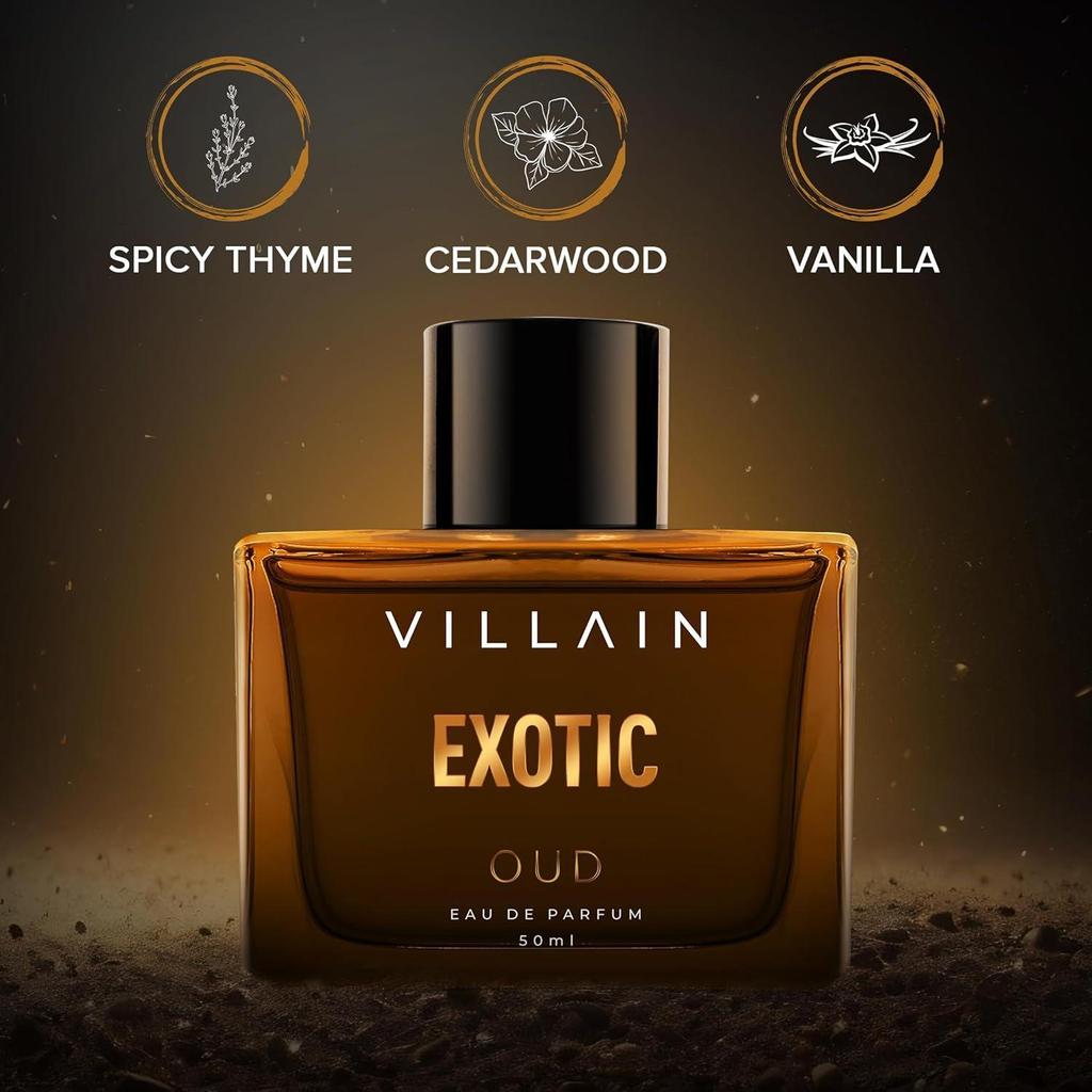 VILLAIN Exotic OUD Luxury Premium Long - Lasting Fragrance Eau De Perfum for Men - 50 Ml
