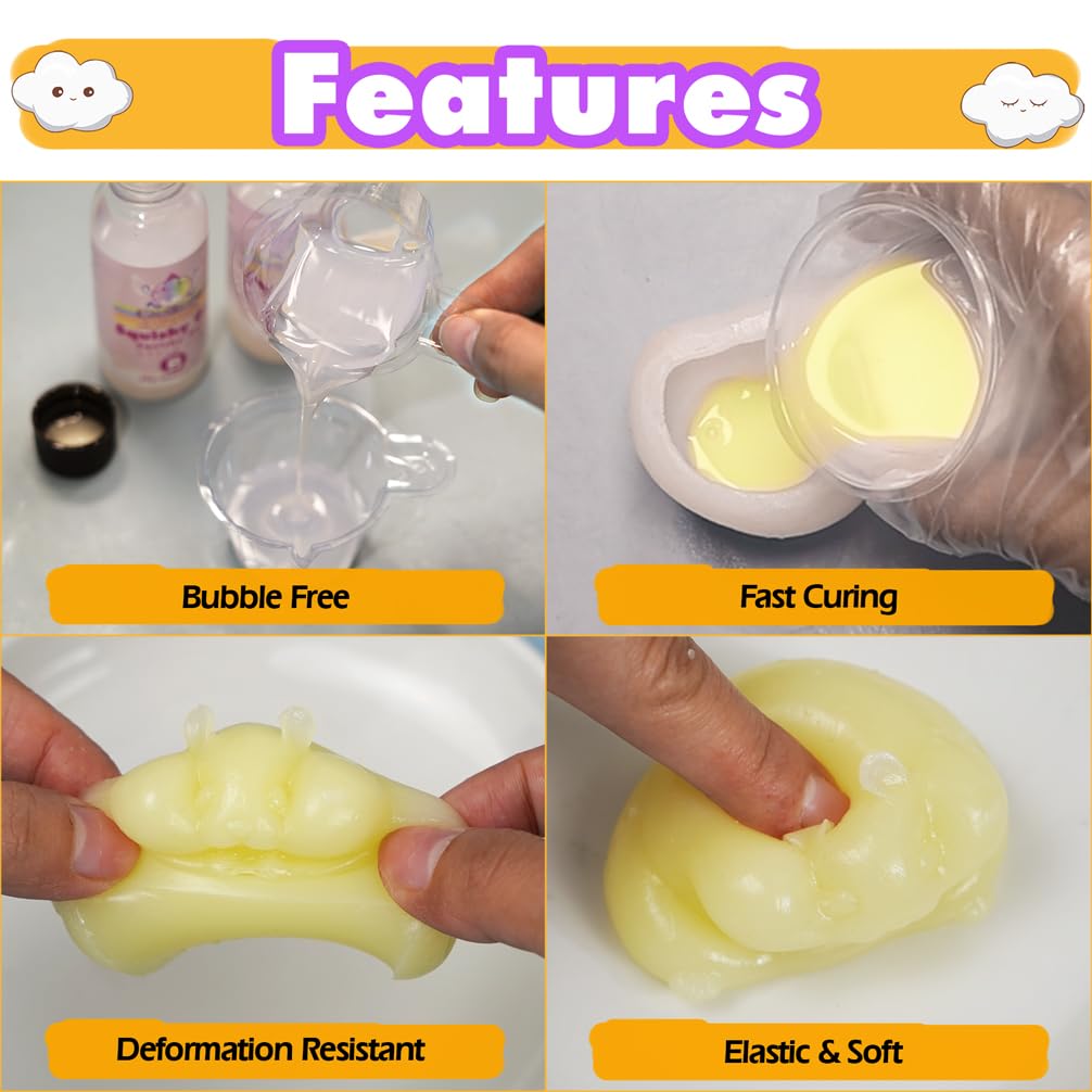 FUNSHOWCASE Ručně vyráběné Squishy Squishy Pryskyřice 2 Formy na Křečky Barvivo Vláknina Stres Nadýchaná Řemeslná Sada, Set, + + Zahrnuto, DIY, Úleva,