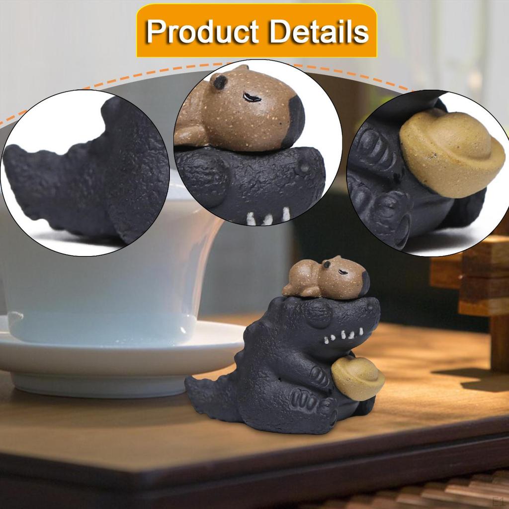 Clay Tea Pet Crocodile Statue Handmade Craft Feng Shui Ornament Zisha Decorative Animal Figurine for