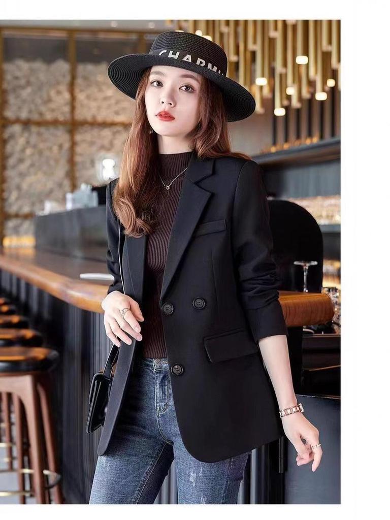 Women's Slimming Mid-Length Korean Style Blazer - Autumn and Spring Temperament Jacket