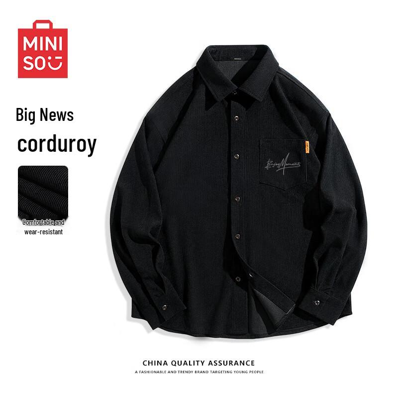 

MINISO Men s Japanese Style Corduroy Long Sleeve Shirt L