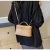Ielgy Fashionable Woven Bag Hand-Carrying Square Box Lunch Box Bag Portable Shoulder Messenger Bag