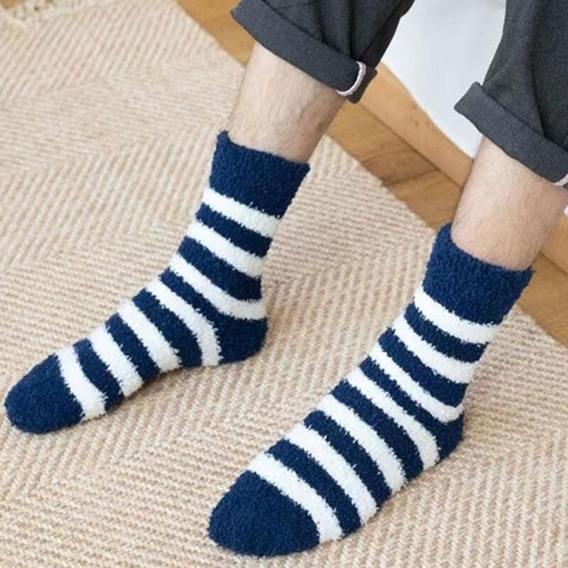 Men s Winter Thick Color Block Sleep Socks A32103_Navy