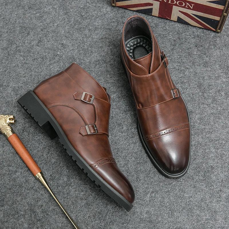 High Quality Ankle Boots for Men Social Formal Men Dress Leather Shoes Boots Man Britain Brogue Chelsea Boots Men 2025