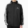 Adidas Chaqueta cortavientos con capucha de 3 rayas para hombre Ropa de abrigo Negro HE4322