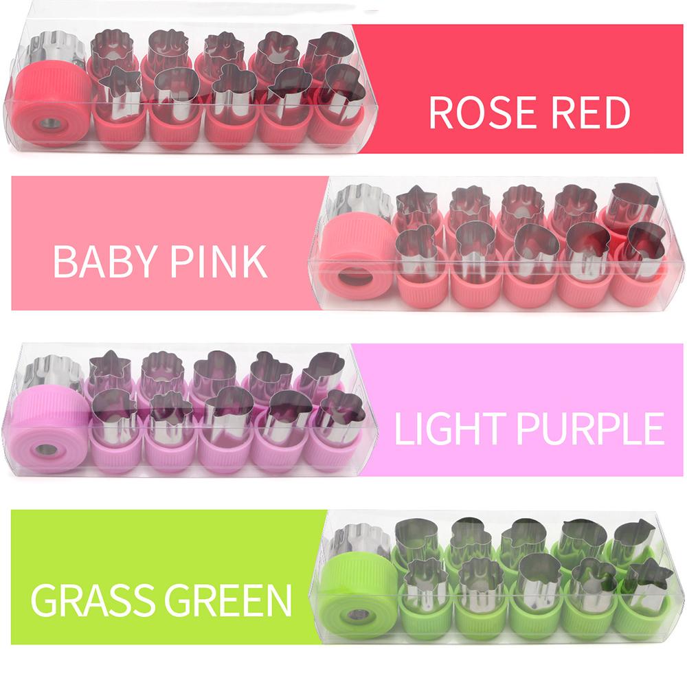 12Pcs/Set Rice Vegetable Fruit Cutter Mold Flowers Cartoon Stainless Steel Cake Cookie Biscuit Cutting Shape Tools