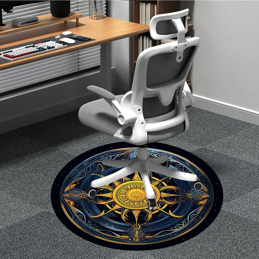 1PCCelestial Mandala Office Round Area Rug,  Mat Suitable For Office, Under Office Chairs Bedroom Living Room Home Decor, Room Deco