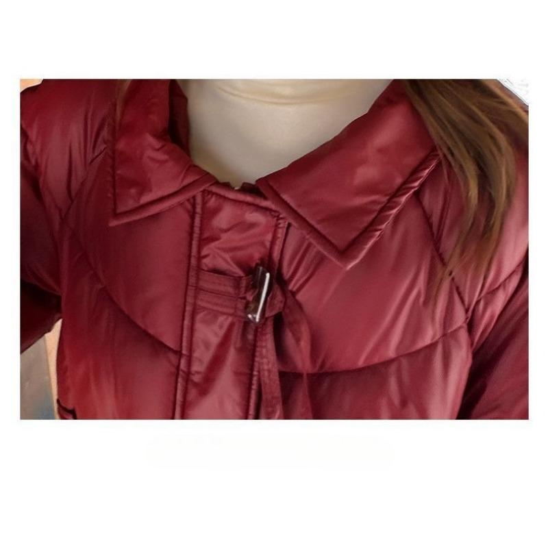 Chic Winter Women Jacket Korean Style Faux Fur Collar Slim Fit Warm Padded Coat Fashionable Outwear