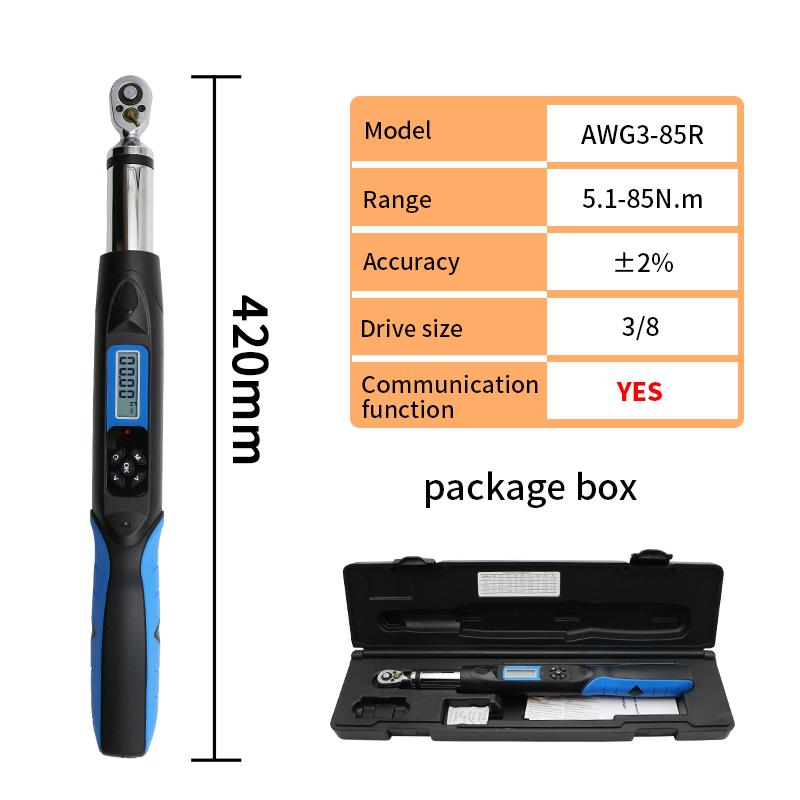 AWG Digital Torque Wrench 1/4‘’ 3/8'' with LCD Display, 4 Units Adjustable Torque Tool with Buzzer & LED Alarm
