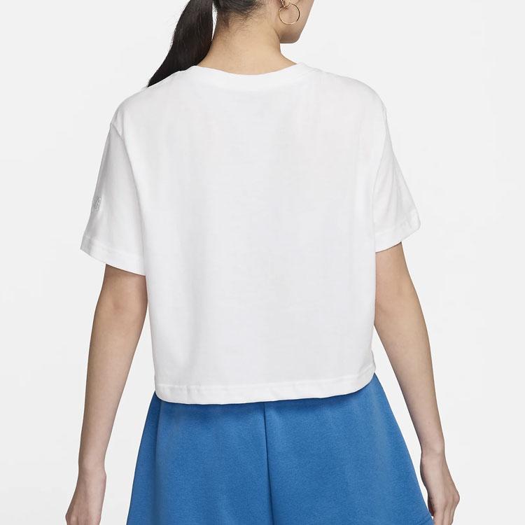 Nike Sportswear Round Neck Pullover Comfortable Casual Sports Short Sleeve Drop Shoulder T-Shirt Women T-Shirt White HF4616-100