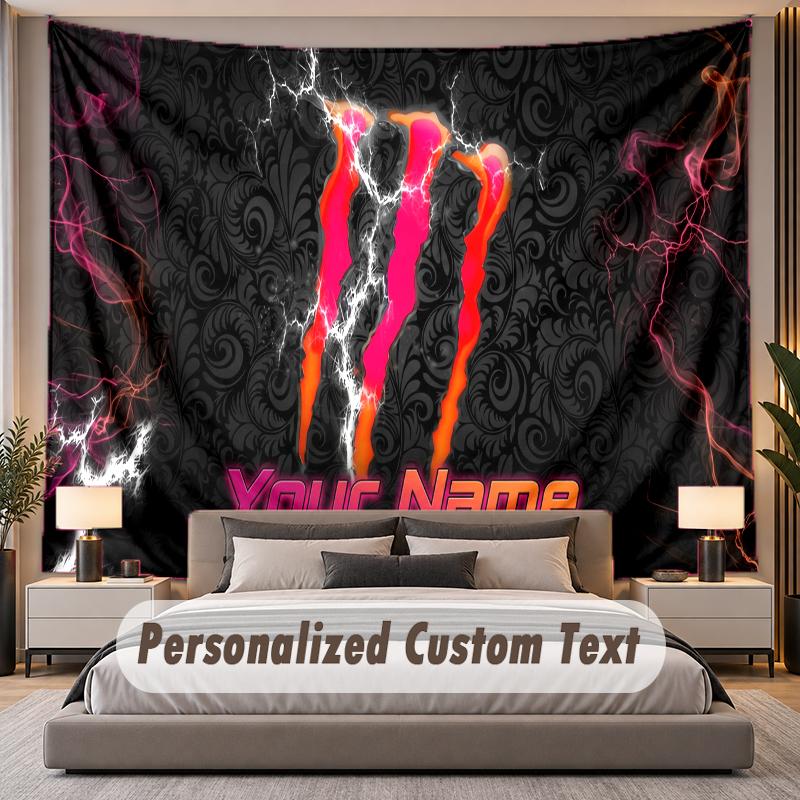 Custom Name Text Tapestry Monster Energy Personalized Polyester Wall Tapestry For Bedroom And Room