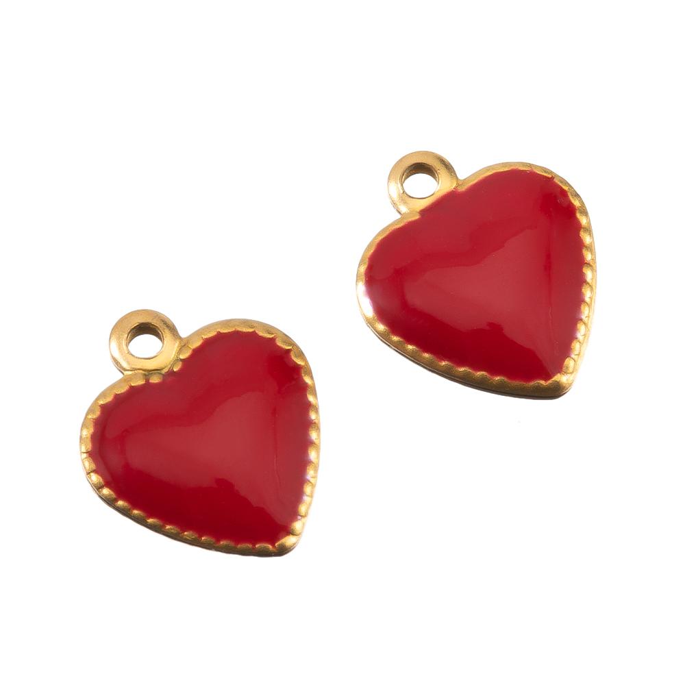 10pcs Stainless Steel Enamel Small Love Heart Charm Necklace Pendant for DIY Women Jewelry Findings Earring Supplies Wholesale