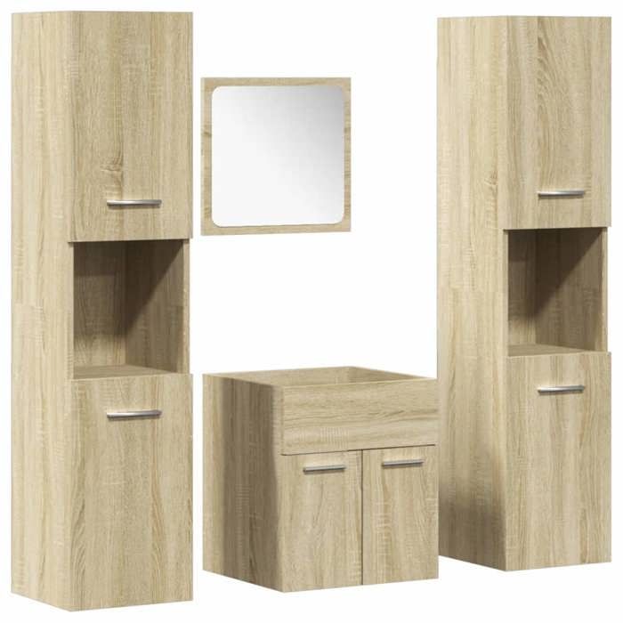 VidaXL Bathroom Furniture Set 4 Pcs Sonoma Oak, Bathroom Cabinet, Bathroom Cupboard, Furniture 3324998