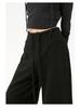 Women's Off-White Fleece-Lined Wide-Leg Pants, Autumn/Winter, Relaxed Fit, Casual, Good Drape, Straight Leg, Glutinous Rice Air Pants