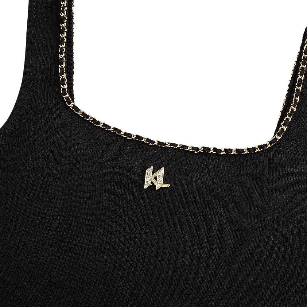 Karl Lagerfeld Elegant Commuting Travel Chain Slim Fit Tank Dress Women dresses Black M22E1387