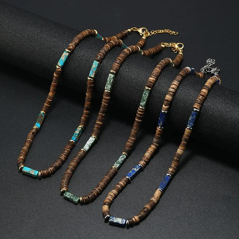 New Bohemian Men's Beaded Necklace Tiger Stone Natural Stone Fashion Trend Design Minimalist Necklace Commemorative Gift