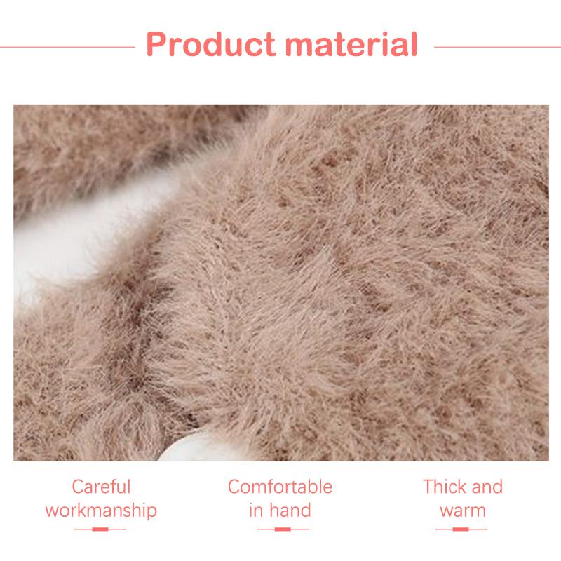 Outdoor Women Imitation Velvet Gloves Touch Screen Lovely Half-Finger Flip-Top Outdoors Gloves Solid Color Soft Knitted Mittens