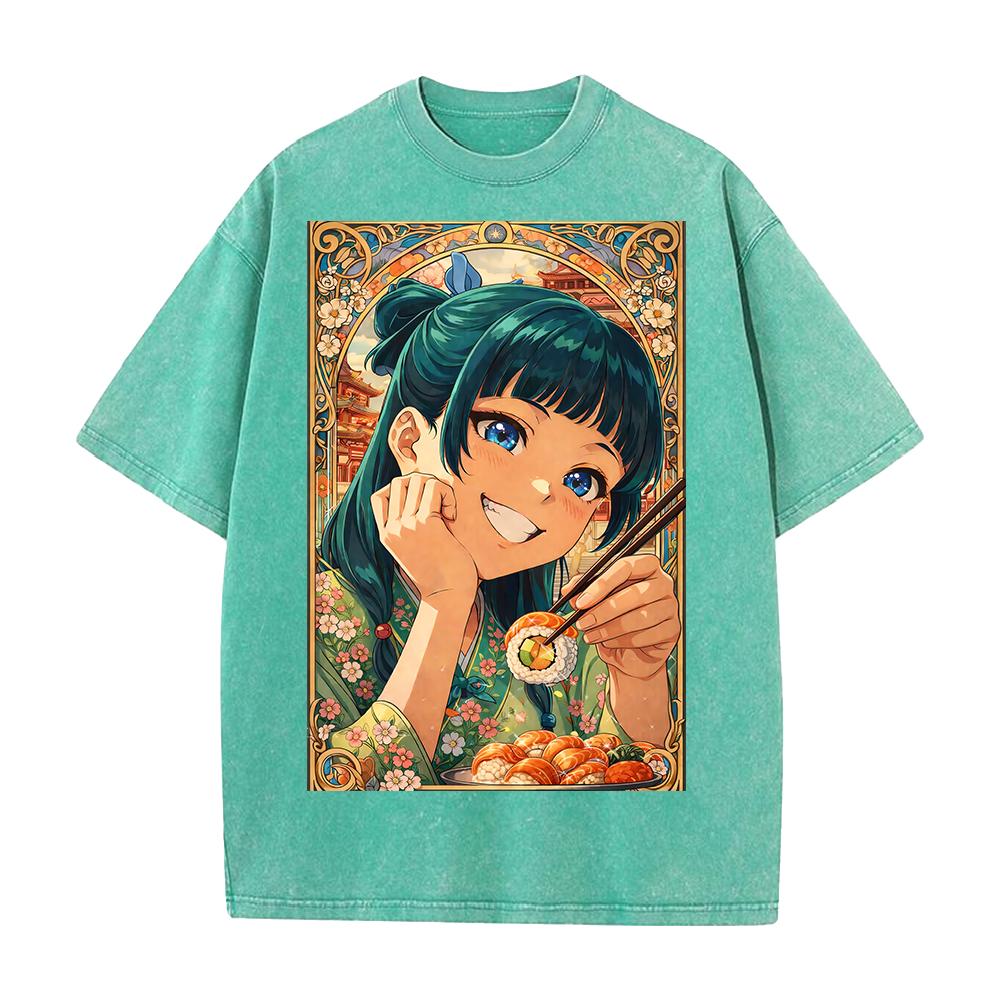 Anime The Apothecary Diaries Maomao Cute Clothing Men Women Short Sleeve Tshirt Washed Cotton Tee Retro T-shirt Harajuku T Shirt