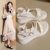 Women's Roman Sandals, Summer Style Platform Sole One-strap Versatile Fashionable Wedge Heel, Elegant Style
