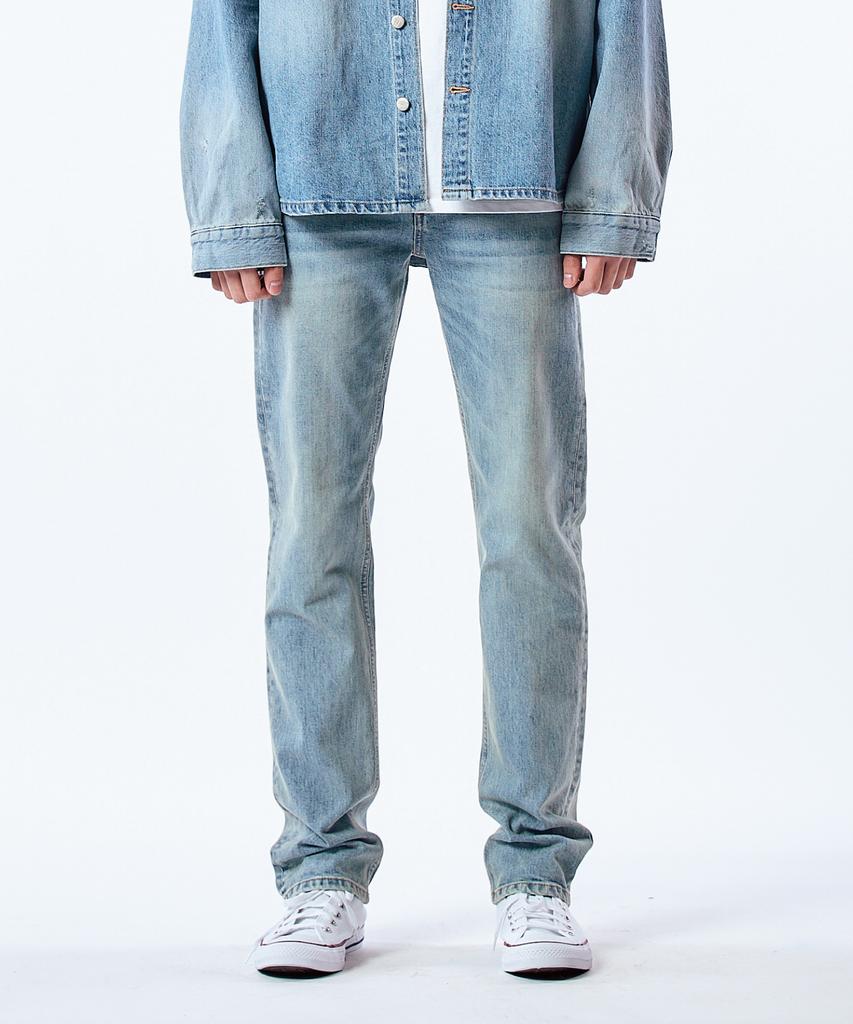 Pillogeulaem Sky Blue Slim Denim Pants