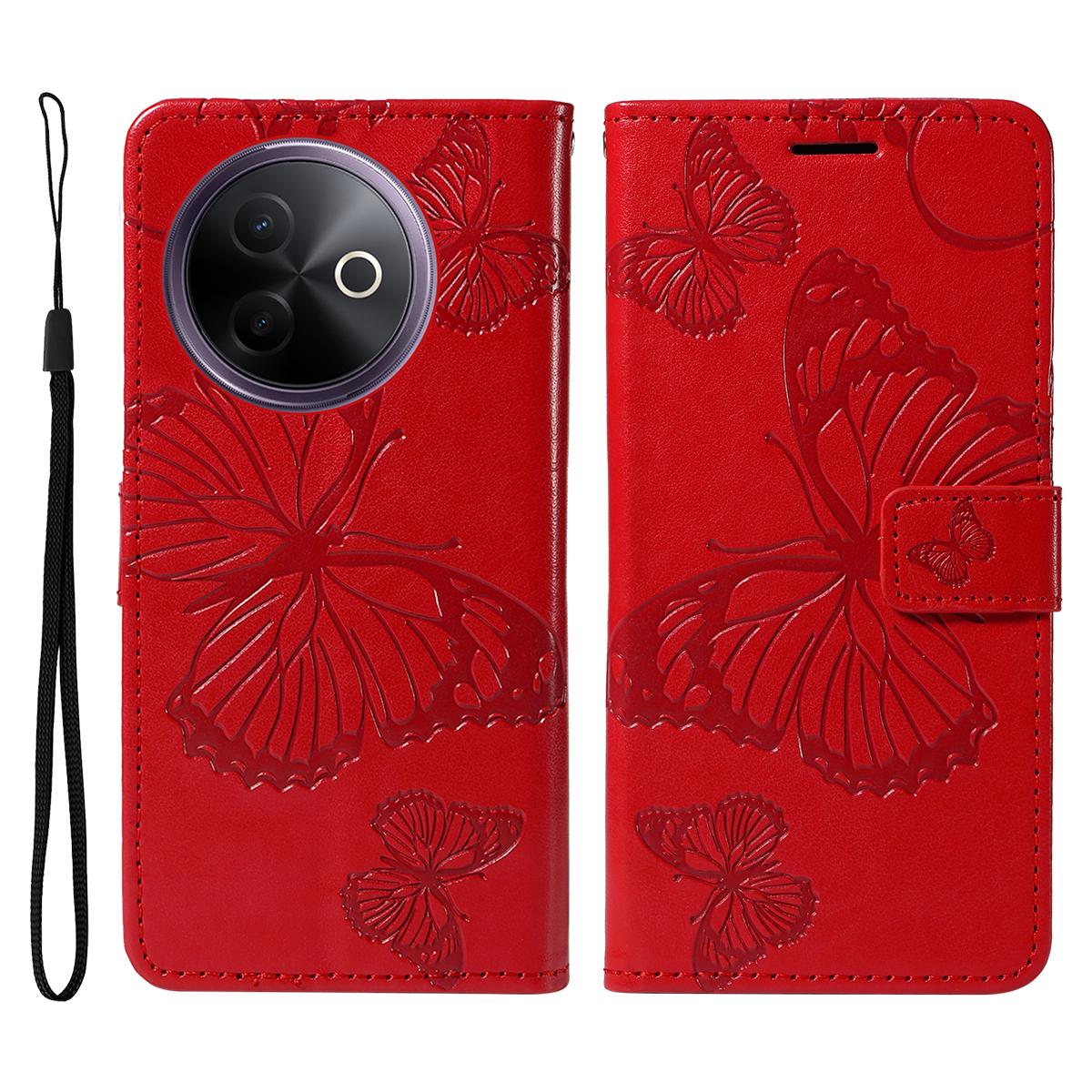 

For vivo Y39 5G Wallet Case Floral Butterfly Imprinted Leather Phone Cover Stand D