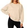 Women's Loose Comfortable Casual And Fashionable Round Neck Threaded Sleeves Solid Color Long Sleeved Sweatshirt