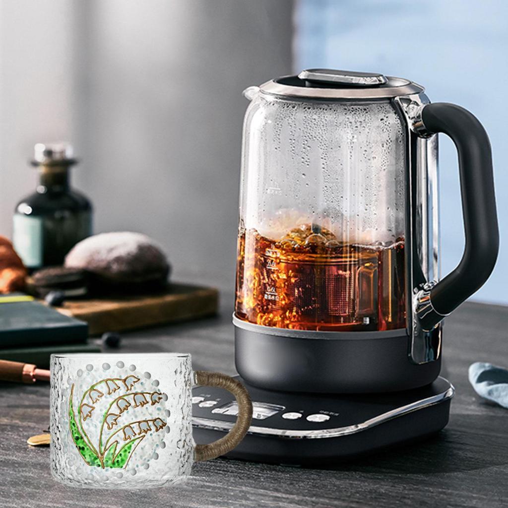 Glass Cup Kettle Craft Glassware Flower Design Drink Drinkware for Household Accessories