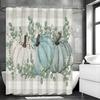 Thanksgiving Fall Pumpkin Floral Grommet Shower Curtain, Bathroom Decorative Shower Curtain, Waterproof Shower Curtain with Hook