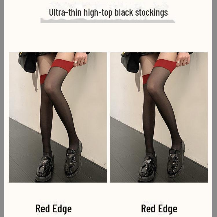 

Подтяжки с красной окантовкой и черные чулки: Смелые и сексуальные контрастные цвета для эффектного образа. One Size, without suspenders красный