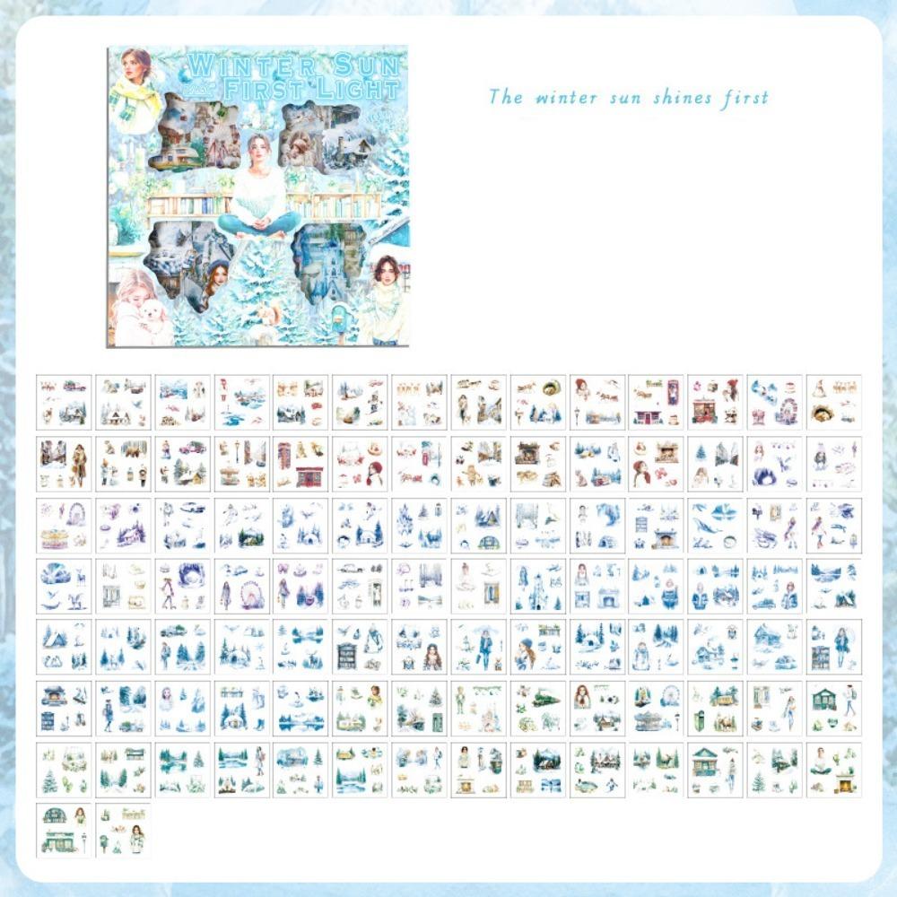 100 stk Fire årstider DIY Scrapbook-klistremerker Håndlaget journaldekor Blomstertema-klistremerker Collage