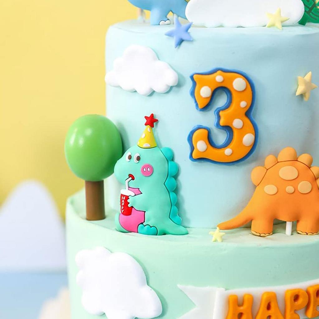6 PCS Dinosaur Cake Toppers Little Dinosaur Birthday Party Decor Dinosaur Party Favors Three Rex Cake Decoration Party Supplies