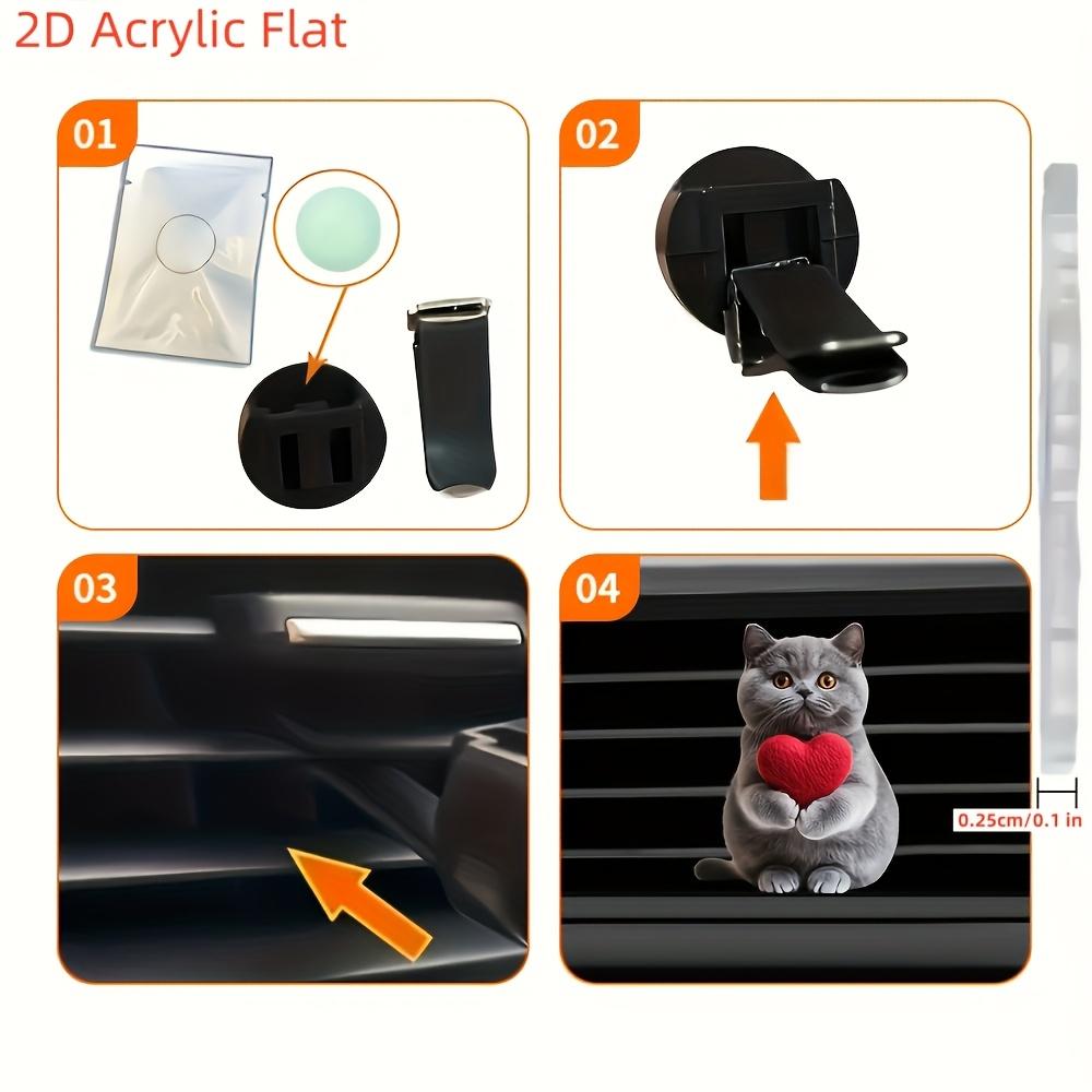 2D Acrylic Flat Cat Design Automobile Air Freshener Odorless Automobile Aromatherapy Diffuser, Decorative Car Interior Design Accessories