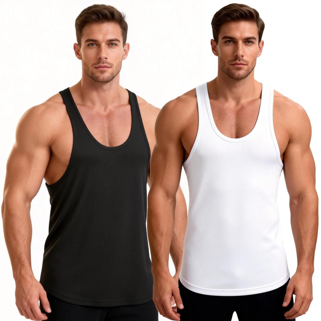 Sommer Mænds Y-ryg Muskel Tanktoppe Hurtigtørrende Ærmeløs Træningsskjorte til Fitness Bodybuilding Træning Stringer Vest