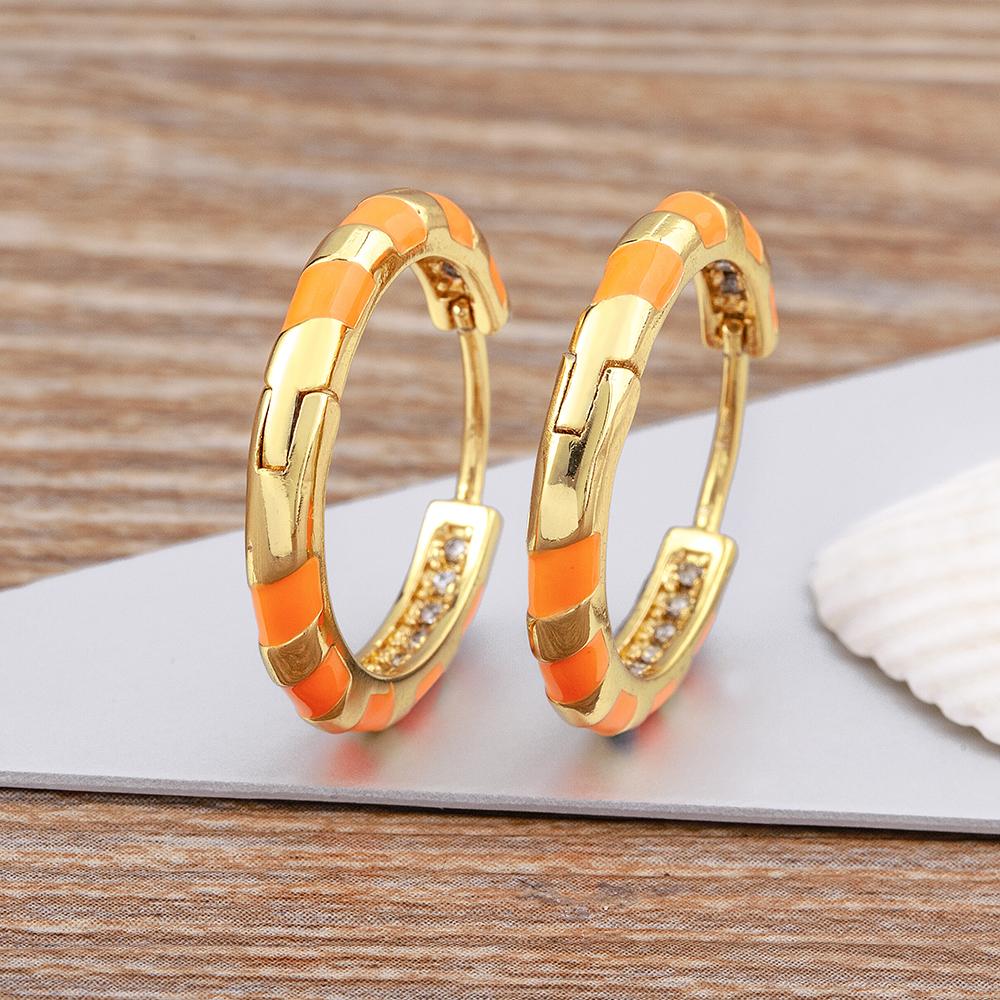 

Nidin High Quality 6 Candy Colors Inlaid Zebra Stripe Pendant Earrings Enamel Oil Dripping Women s Simple French Jewelry Gifts оранжевый