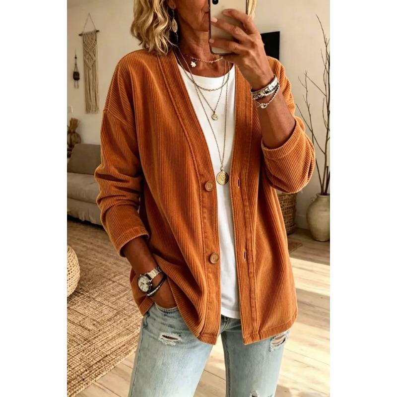 Women S Long Sleeve Solid Button Cardigan Casual Outerwear