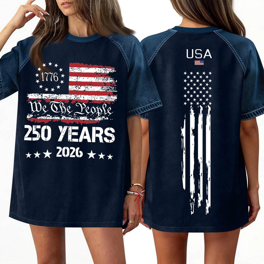 Women's Denim Patchwork Top, Casual Short-sleeved Comfortable T-shirt, Fashionable For Spring And Summer.