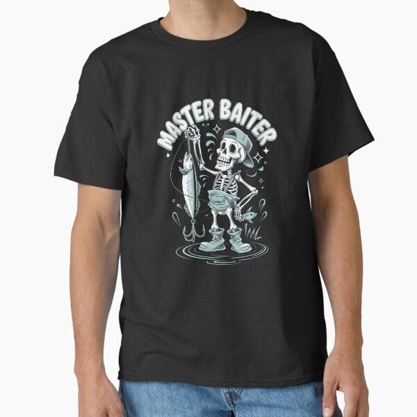 Master Baiter Funny Fishing Skeleton Design T-Shirt S