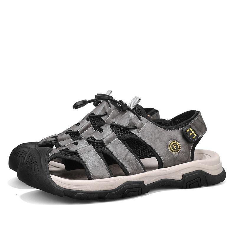 

2024 Кожаные мужские пляжные туфли Модные удобные эластичные повседневные туфли для спорта на открытом воздухе Дышащие сандалии Cave 38