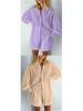 2026 Autumn Women's European-American Style Jacquard Puff Sleeve Shirt and Shorts Casual Set