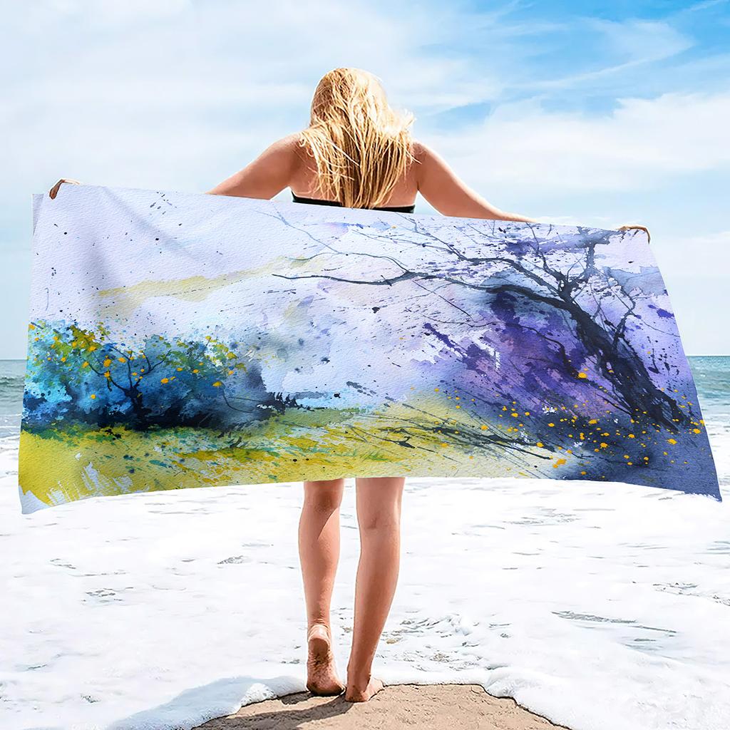 Tuschemalerei Druckserie Meeresurlaub Strandtuch Schwimmbad Badetuch Mikrofaser Sporttuch