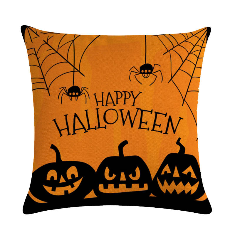 Home Decoration Pumpkin Cat Witch Halloween Happy Printing Poly Pillow Pillow Case Funda De Almohada