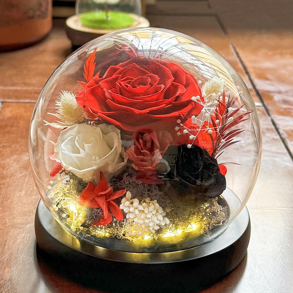 Preserved Flower Sphere: Rose & Sunflower Glass Dome Gift for Christmas & Valentine's Day