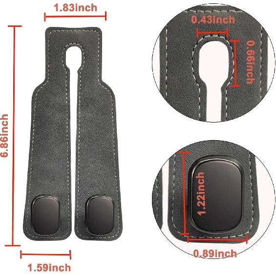 Amelity Headrest Hooks For Car, Car Hooks For Purses And Bags, Purse Hook For Car (Grey-2 Pack)