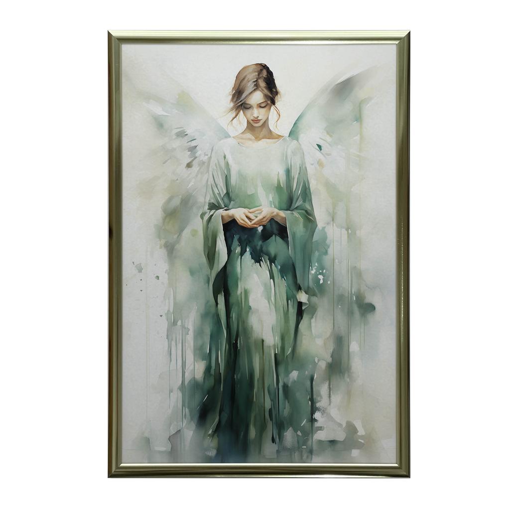 Plakat Mistyczna Piękność W Zielonym Blasku Plakat Mistyczna Piękność W Zielonym Blasku, 30X40 Cm, Rama Drewniana Ciemny Brąz, Papier Matowy 230 Gsm