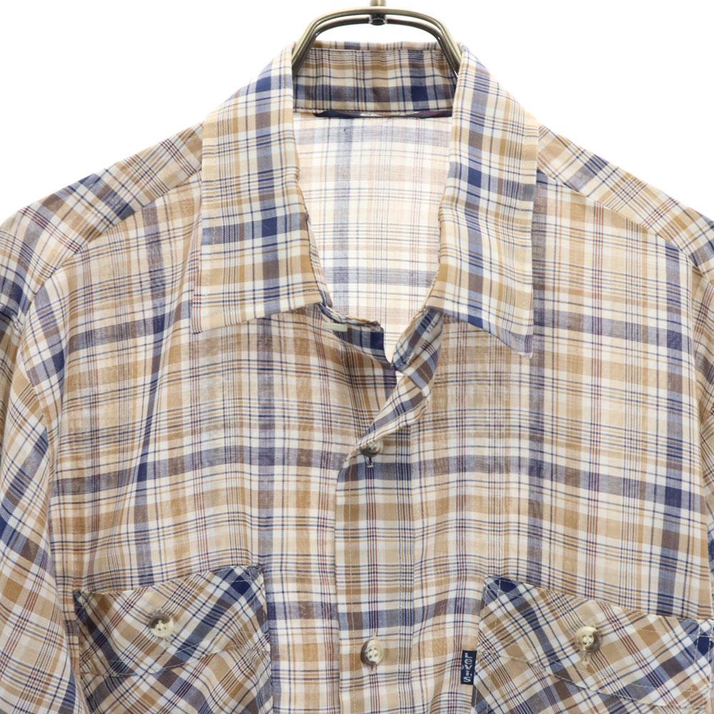Levi's 70s Vintage Check Pattern Long Sleeve Shirt M Beige and Others Men's Used