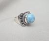Larimar Ring 925 Sterling Silver Natural Blue Larimar Handmade Statement Jewelry