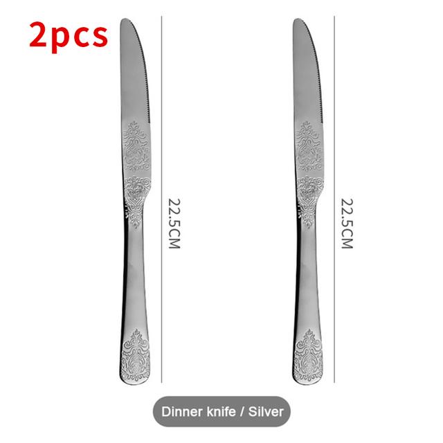 Stainless Steel Cutlery Set Portable Dinnerware Set Tableware Knife Fork Spoons Set Kitchen Utensils Sets Gift 1/2/4/8/16/24pcs