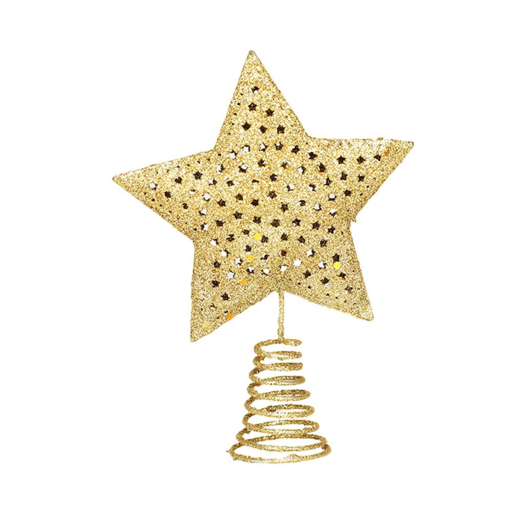 Zlatá hvězda ozdoba na vrchol vánočního stromku pro domácí obývací pokoj vánoční kované železo ozdoby